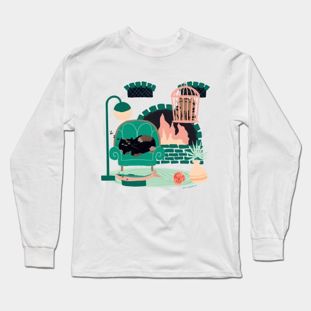 Truffle the Cat’s Staycation Long Sleeve T-Shirt by venglehart